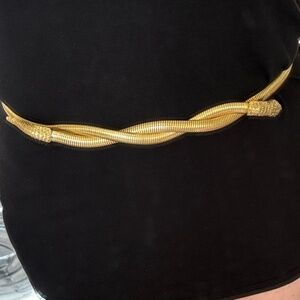 Serpent Omega Chain Snake Belt | Vintage Gold Stretch Belt | Blue Eyes